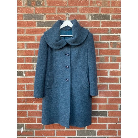 ❌SOLD❌Vintage Italian Speckled Wool Teal Blue 1950's Style Peacoat size Small … - Picture 2 of 10